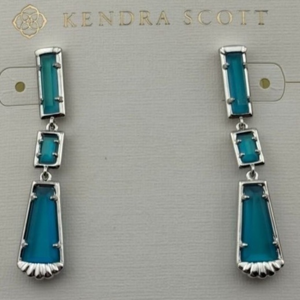 Kendra Scott Blue Teal Linear Drop Earrings